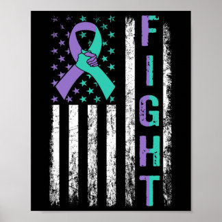 Suicide Prevention Awareness Teal Purple Usa Flag  Poster