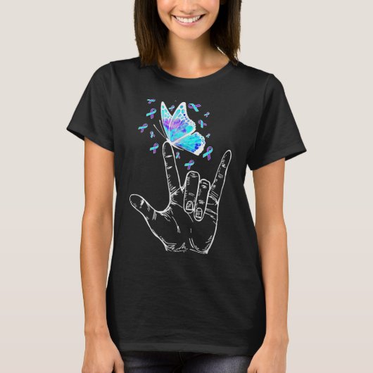 Suicide Prevention Awareness Week Butterfly Love H T-Shirt (Vorderseite)
