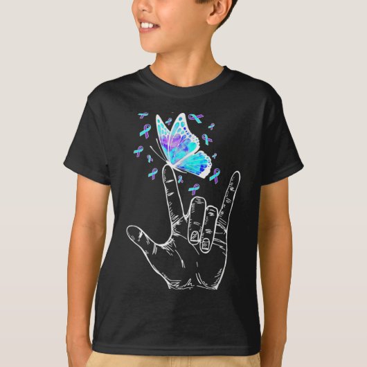 Suicide Prevention Awareness Week Butterfly Love H T-Shirt (Vorderseite)