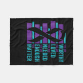 Suicide Prevention Awareness You Are Worthy Loved Fleecedecke (Vorderseite (Horizontal))