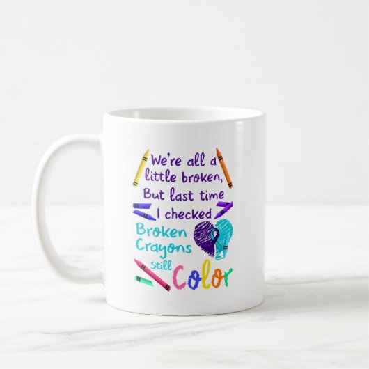 Suicide Prevention Broken Still Color Kaffeetasse (Links)