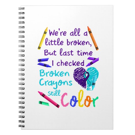 Suicide Prevention Broken Still Color Notizblock (Vorderseite)