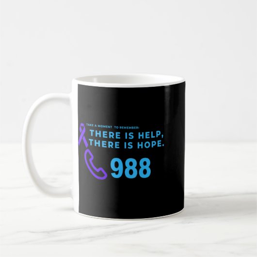 Suicide Prevention Lifeline 988  Kaffeetasse (Links)