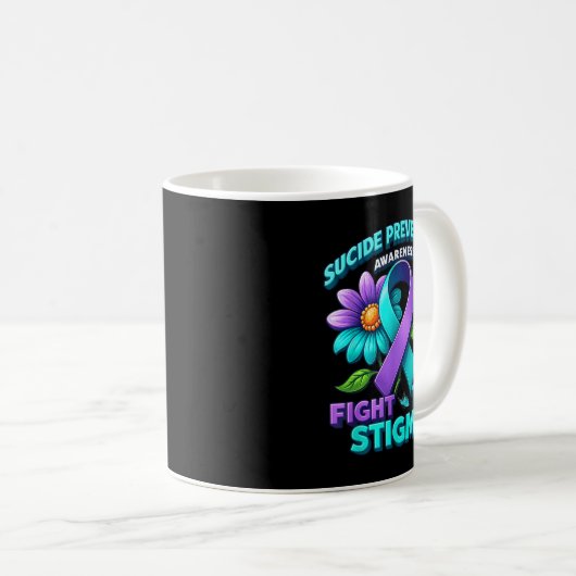 Suicide Prevention Suprt Fight Stigma Suicide Awar Kaffeetasse (VorderseiteRechts)