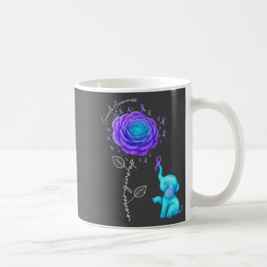 Suicide Prevention Teal Purple Flower Elephant Rib Kaffeetasse (Rechts)