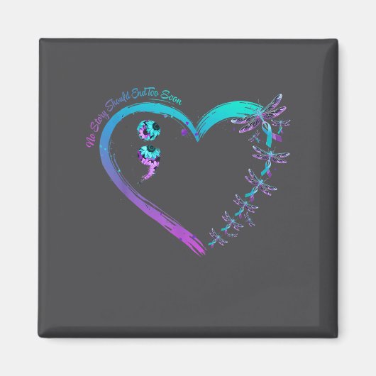 Suicide Prevention Week Dragonfly Heart Ribbon Sem Magnet (Vorne)