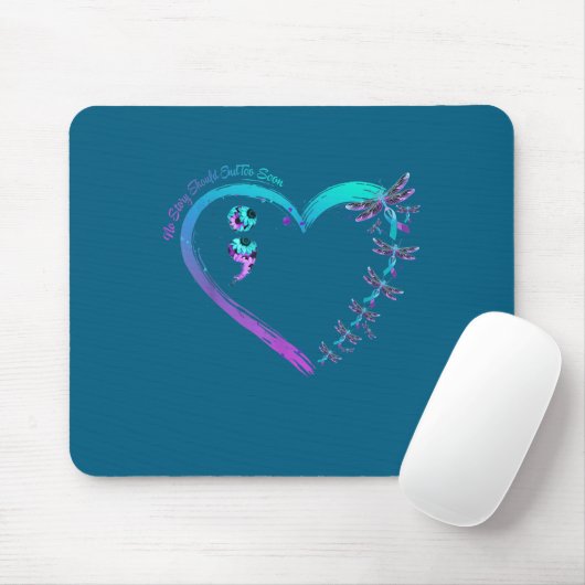 Suicide Prevention Week Dragonfly Heart Ribbon Sem Mousepad (Mit Mouse)
