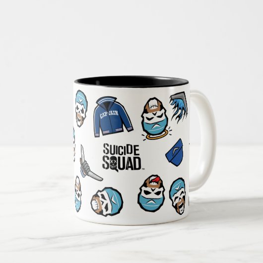 Suicide Squad | Captain Boomerang Emoji Pattern Zweifarbige Tasse (VorderseiteRechts)