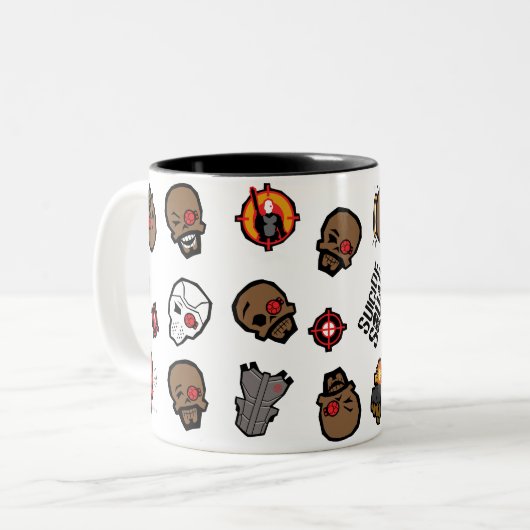 Suicide Squad Deadshot | Emoji Pattern Zweifarbige Tasse (Vorderseite Links)