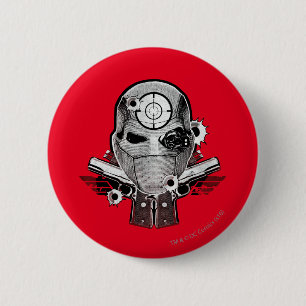 Suicide Squad   Deadshot Mask & Guns Tattoo Art Button