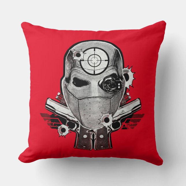 Suicide Squad | Deadshot Mask & Guns Tattoo Art Kissen (Vorderseite)