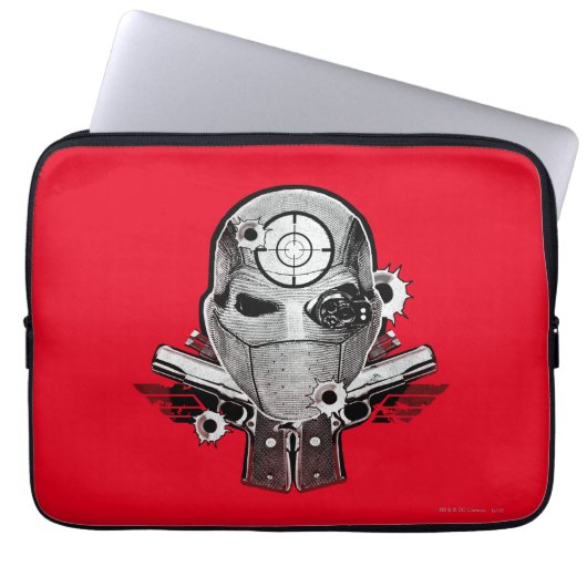 Suicide Squad | Deadshot Mask & Guns Tattoo Art Laptopschutzhülle (Vorderseite)