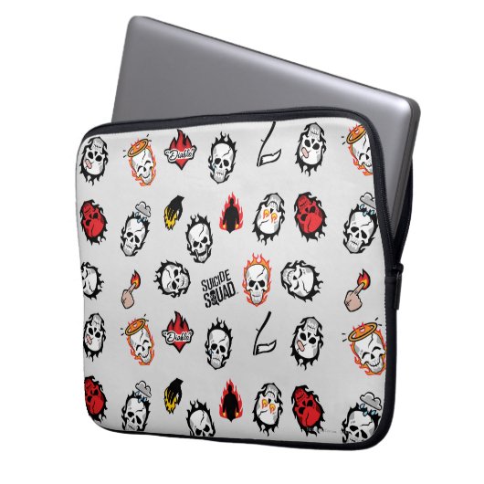 Suicide Squad | Diablo Emoji Pattern Laptopschutzhülle (Vorderseite Links)