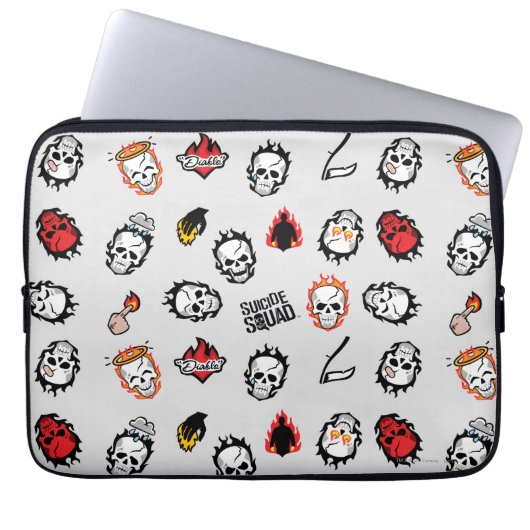 Suicide Squad | Diablo Emoji Pattern Laptopschutzhülle (Vorderseite)