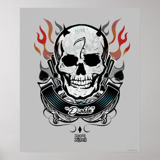 Suicide Squad | Diablo Skull & Flames Tattoo Art Poster (Vorne)