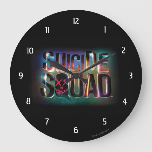 Suicide Squad | Farbiges Leuchtlogo Große Wanduhr (Vorderseite)
