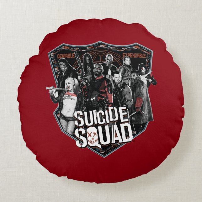 Suicide Squad | Group Abzeichen Foto Rundes Kissen (Vorderseite)