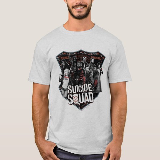 Suicide Squad | Group Abzeichen Foto T-Shirt (Vorderseite)