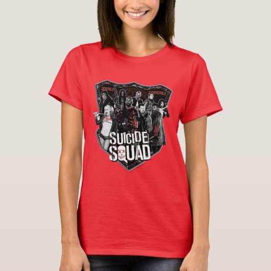 Suicide Squad | Group Abzeichen Foto T-Shirt (Vorderseite)