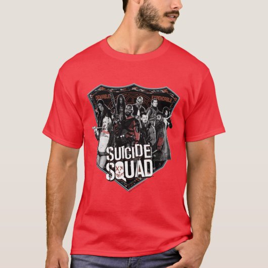 Suicide Squad | Group Abzeichen Foto T-Shirt (Vorderseite)