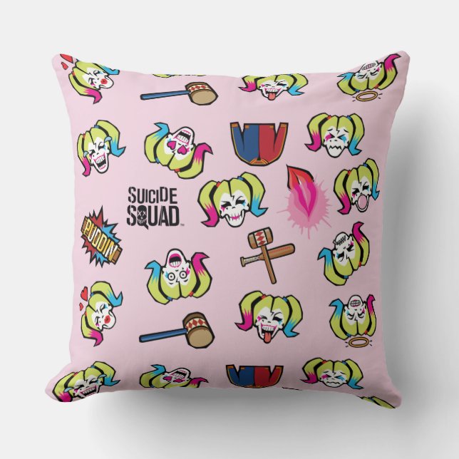 Suicide Squad | Harley Quinn Emoji Pattern Kissen (Vorderseite)
