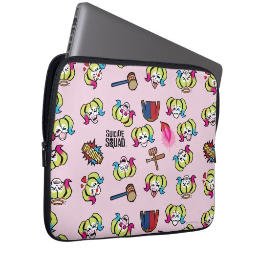 Suicide Squad | Harley Quinn Emoji Pattern Laptopschutzhülle (Vorne Rechts)