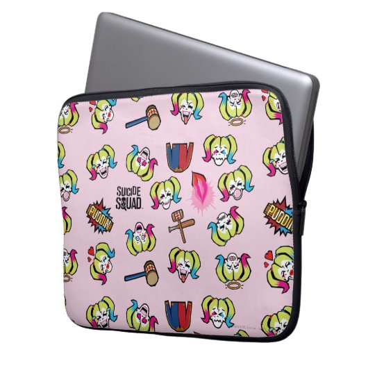 Suicide Squad | Harley Quinn Emoji Pattern Laptopschutzhülle (Vorderseite Links)