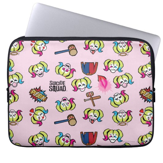 Suicide Squad | Harley Quinn Emoji Pattern Laptopschutzhülle (Vorderseite)