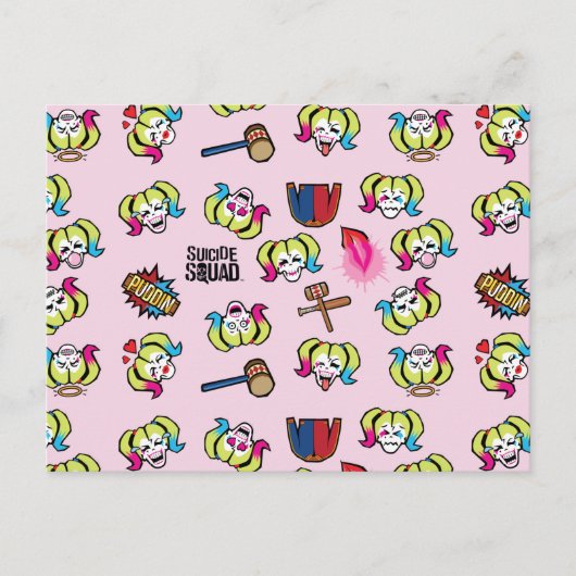 Suicide Squad | Harley Quinn Emoji Pattern Postkarte (Vorderseite)
