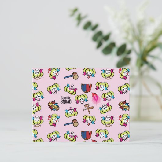 Suicide Squad | Harley Quinn Emoji Pattern Postkarte (Stehend Vorderseite)