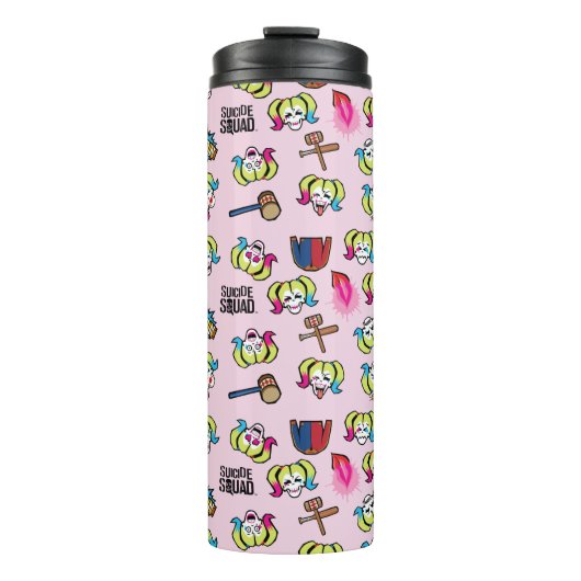Suicide Squad | Harley Quinn Emoji Pattern Thermosbecher (Vorderseite)