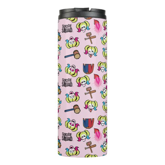 Suicide Squad | Harley Quinn Emoji Pattern Thermosbecher (Rückseite)