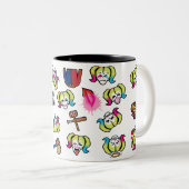 Suicide Squad | Harley Quinn Emoji Pattern Zweifarbige Tasse (VorderseiteRechts)