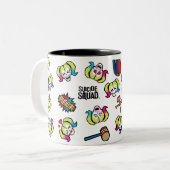 Suicide Squad | Harley Quinn Emoji Pattern Zweifarbige Tasse (Vorderseite Links)