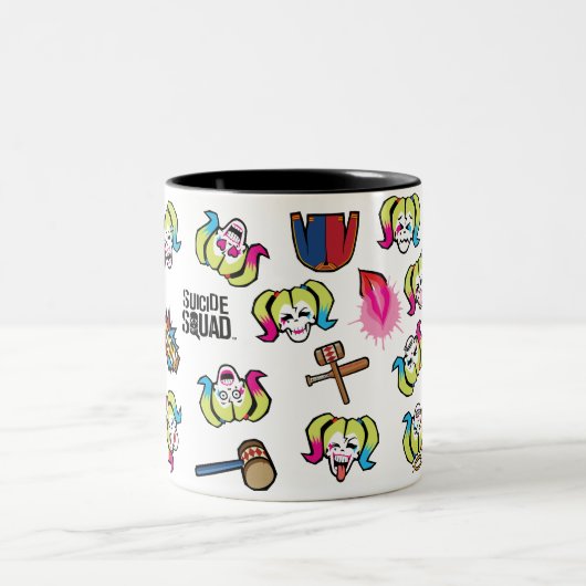 Suicide Squad | Harley Quinn Emoji Pattern Zweifarbige Tasse (Mittel)