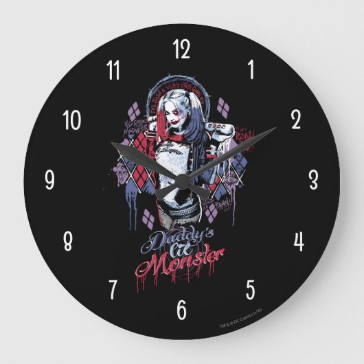 Suicide Squad Harley Quinn Inked Graffiti Große Wanduhr (Vorderseite)