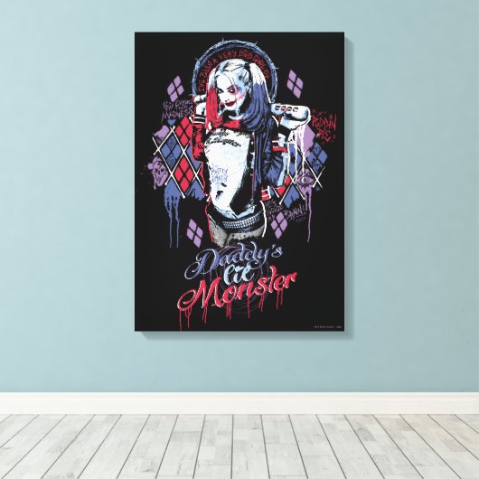 Suicide Squad Harley Quinn Inked Graffiti Leinwanddruck (Insitu (Holzboden))