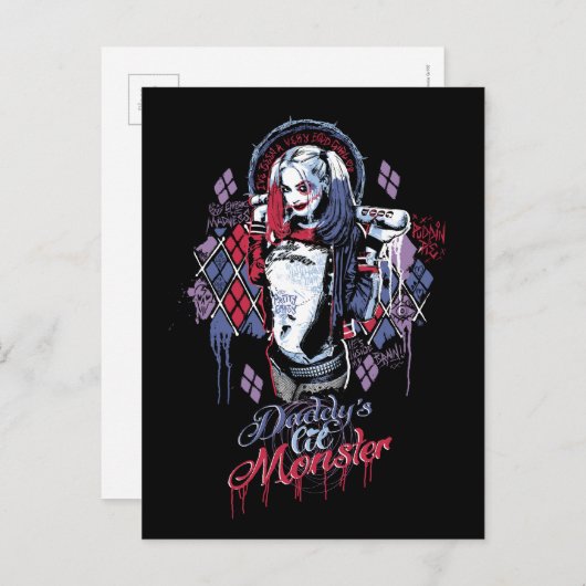 Suicide Squad Harley Quinn Inked Graffiti Postkarte (Vorne/Hinten)