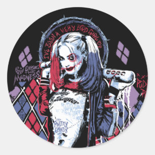 Suicide Squad   Harley Quinn Inked Graffiti Runder Aufkleber