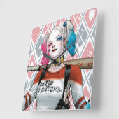 Suicide Squad | Harley Quinn Quadratische Wanduhr (Winkel)
