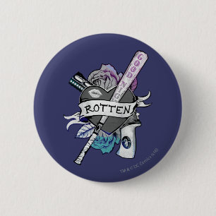 Suicide Squad Harley Quinn "Rotten" Tattoo Art Button