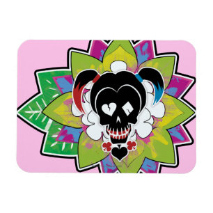 Suicide Squad   Harley Quinn Skull Tattoo Art Magnet
