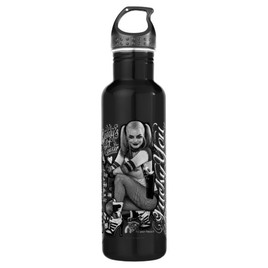 Suicide Squad | Harley Quinn Typografy Foto Trinkflasche (Vorderseite)
