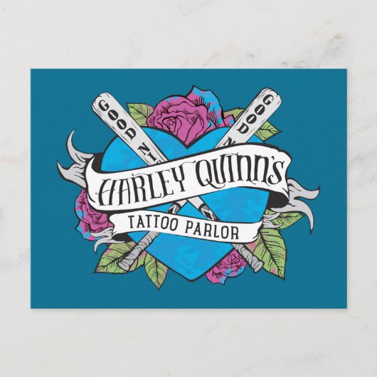 Suicide Squad | Harley Quinns Tattoo Parlor Herz Postkarte (Vorderseite)
