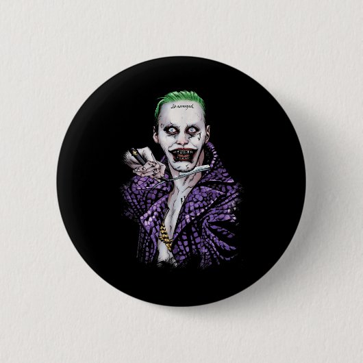 Suicide Squad Joker Blade Black T Shirt Button (Vorderseite)