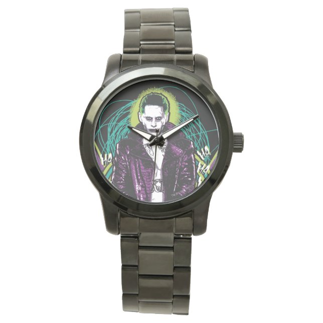Suicide Squad | Joker Retro Rock Graphic Armbanduhr (Vorderseite)
