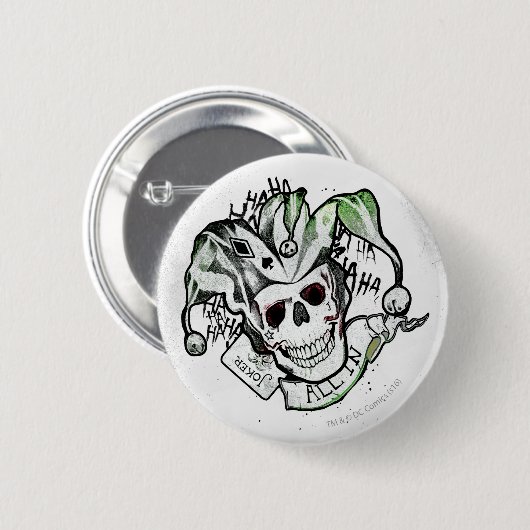 Suicide Squad | Joker Skull "All in" Tattoo Art Button (Vorne & Hinten)