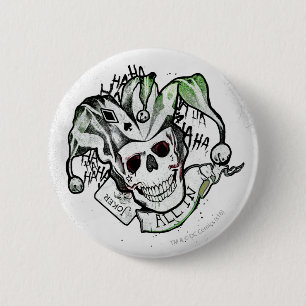 Suicide Squad Joker Skull "All in" Tattoo Art Button