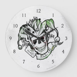 Suicide Squad Joker Skull "All in" Tattoo Art Große Wanduhr
