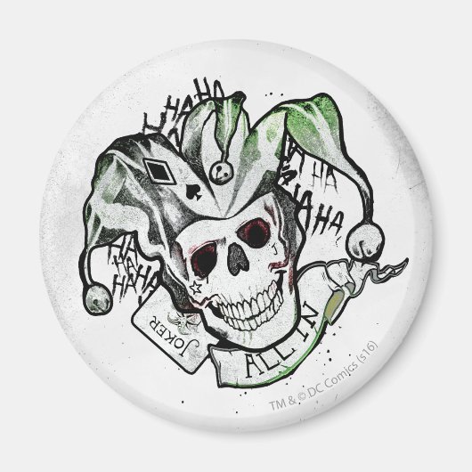 Suicide Squad | Joker Skull "All in" Tattoo Art Magnet (Vorne)